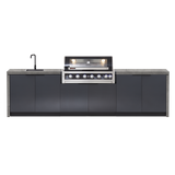 Cabinex Galaxy Black (Classic) 6 Burner Outdoor Kitchen Package with Porcelain Benchtop