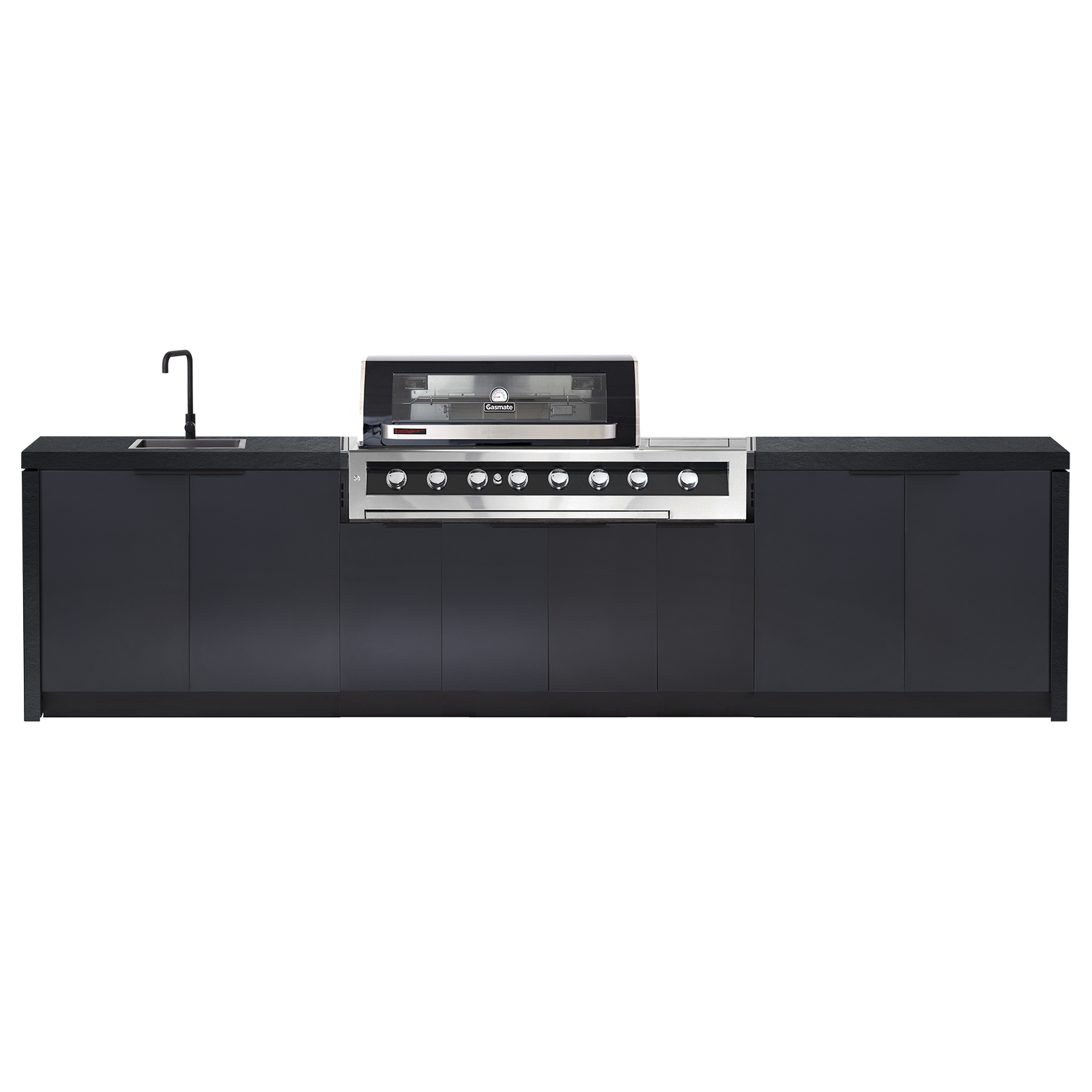 Cabinex Galaxy Black 6 Burner with Side Burner Kitchen Package with Po