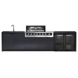 Cabinex Galaxy Black 6-Burner with Side Burner Kitchen Package with Porcelain Benchtop