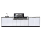 Cabinex Galaxy Black 6-Burner with Side Burner Kitchen Package with Porcelain Benchtop